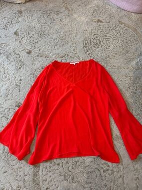 Violet & Claire Vibrant Red Wrap-Style Blouse